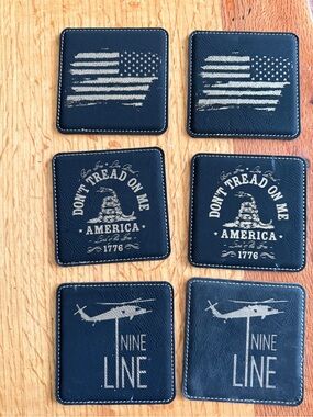 Nine Line Leatherette Coasters - Navy Blue Patriotic Set